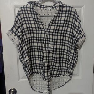 Madewell courier top button back plaid polka dots Size XS